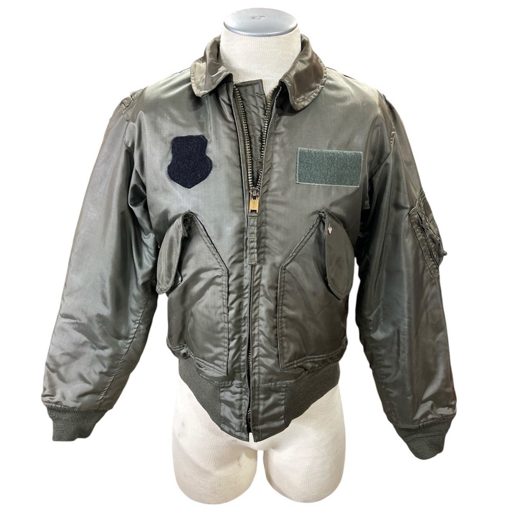 Serval Men's Vintage Military Flight Bomber Jacket Large Green Army Style